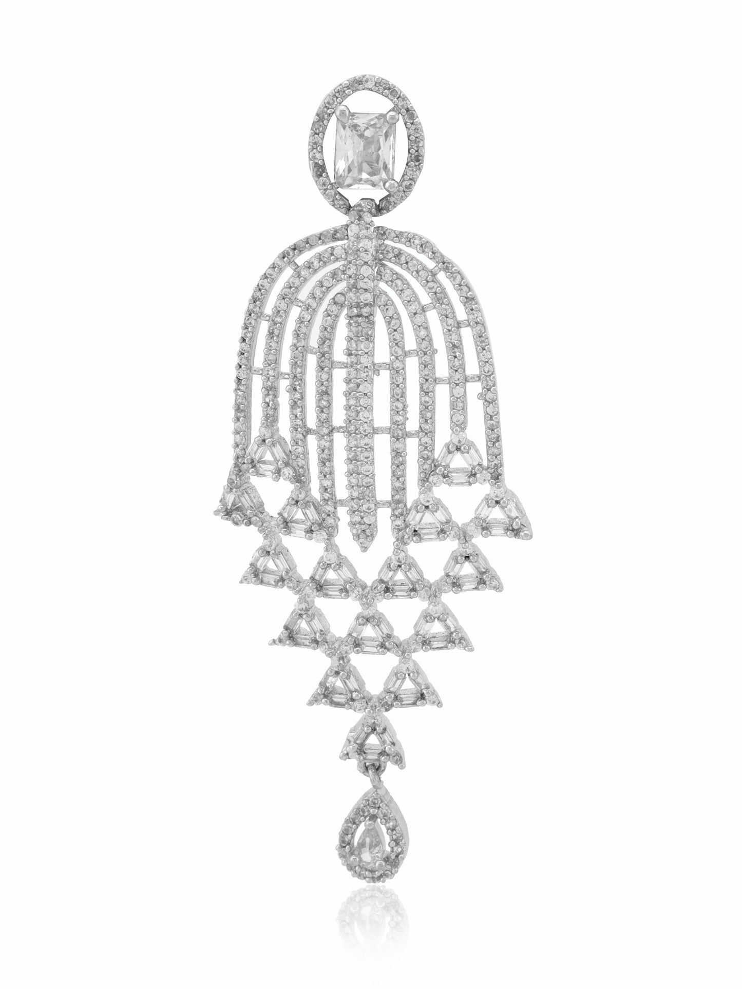 SAMPOORN'S AMERICAN DIAMOND STUDDED CHANDELIER EARRINGS