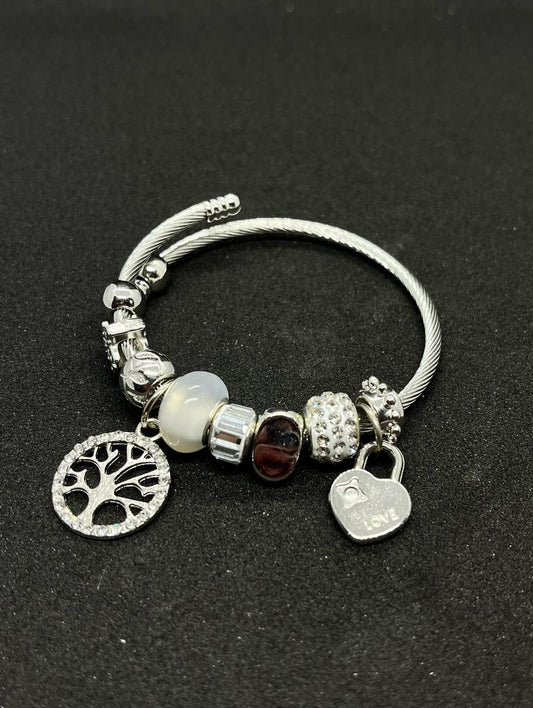 Silver Plated with Love Lock Charms Pandora Bracelet