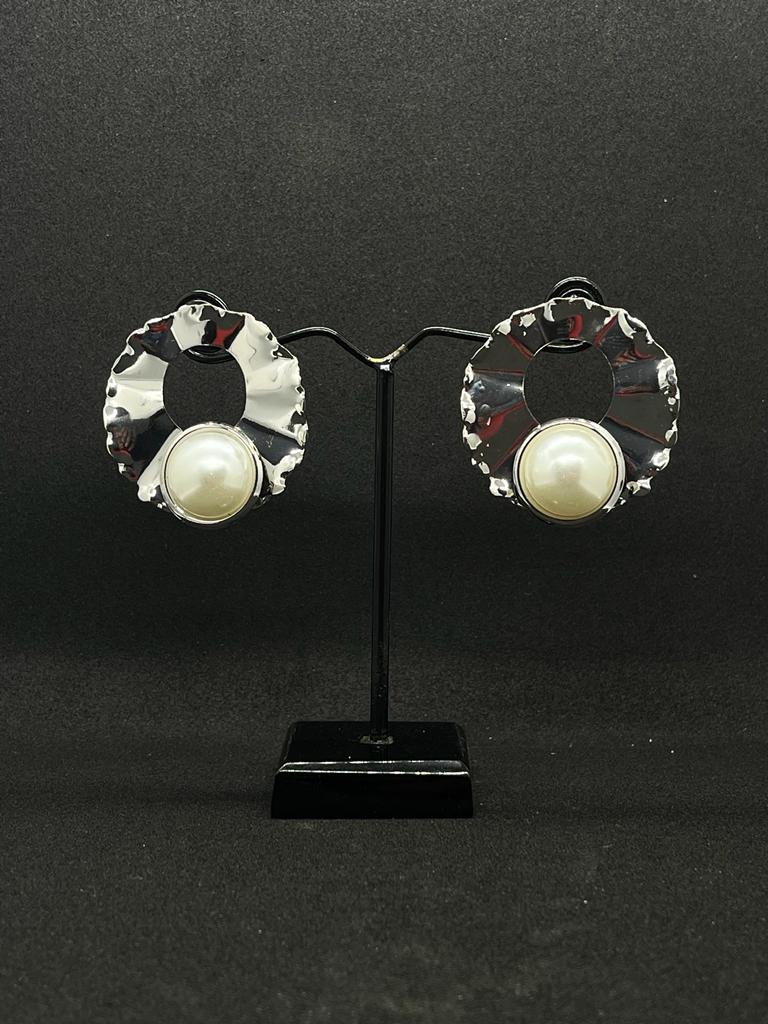 Silver Plated Pearl Stud Earrings