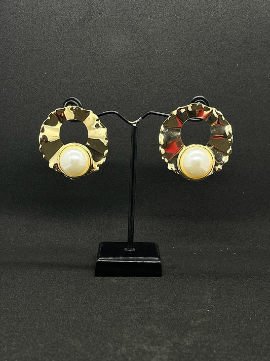 Gold Plated Pearl Stud Earrings