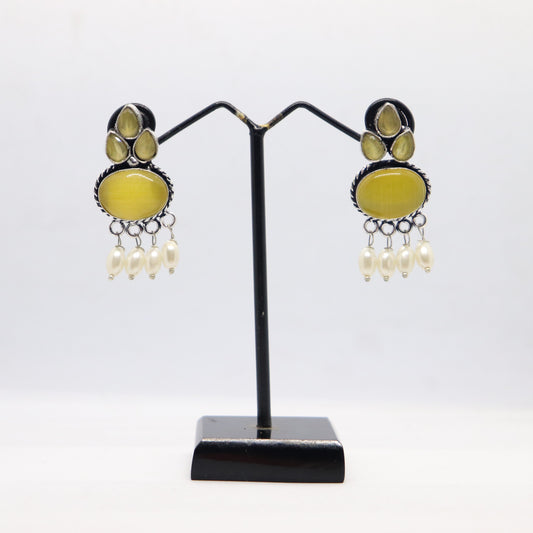 Silver Replica Stud Earrings With Semi Precious Stones