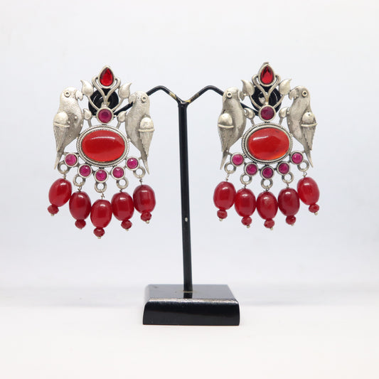 Silver Replica Stud Earrings With Semi Precious Stones