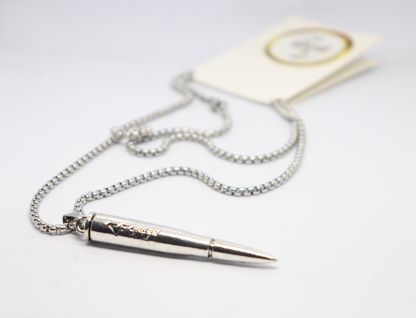 Anti Tarnish Stainless Steel Rifle Bullet Pendant Necklace