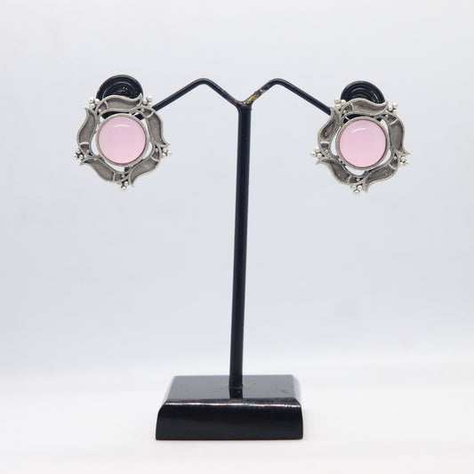 Silver Replica Stud Earrings with Semi Precious Stones