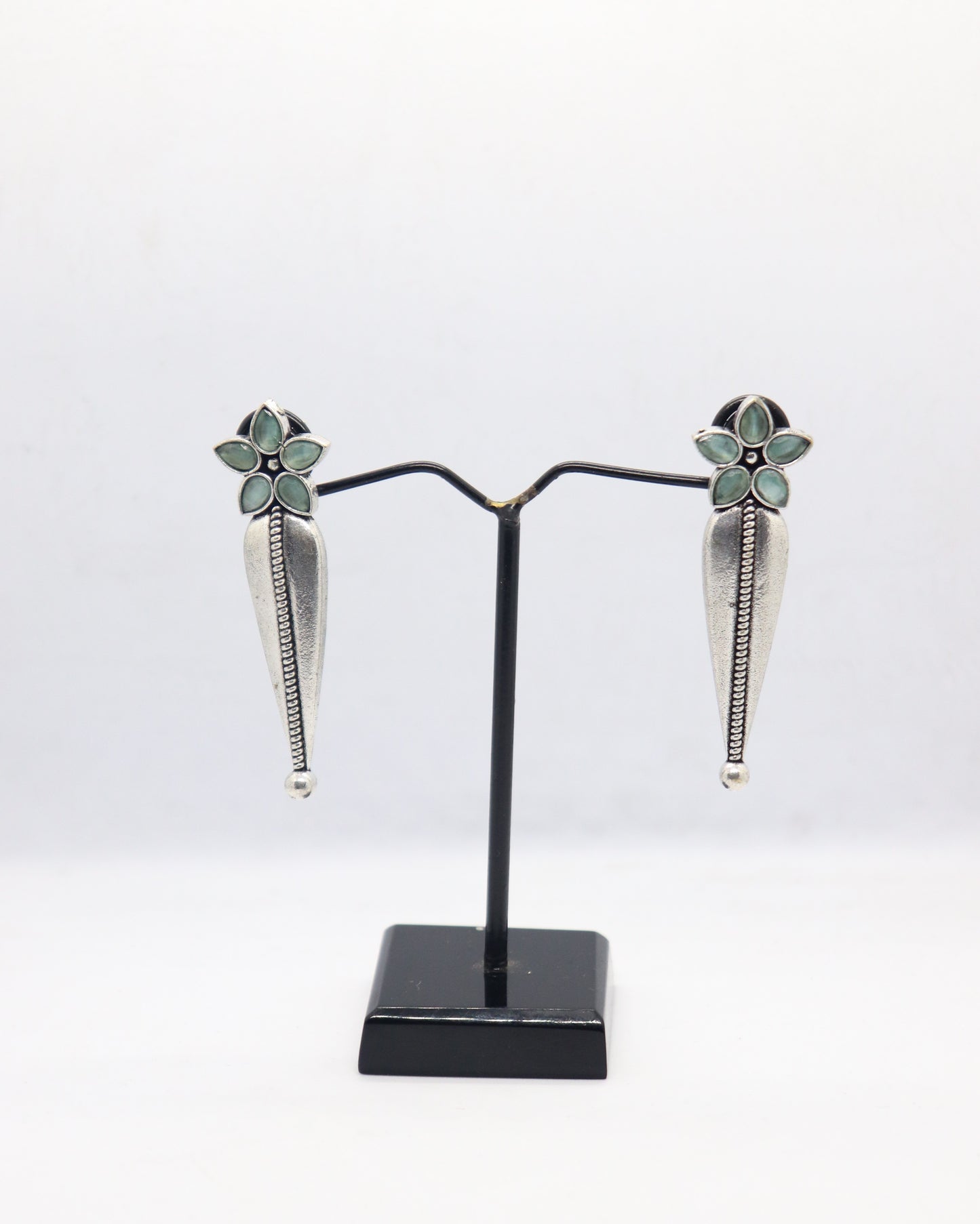 Silver Replica Stud Earrings with Semi Precious Stones