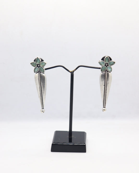 Silver Replica Stud Earrings with Semi Precious Stones