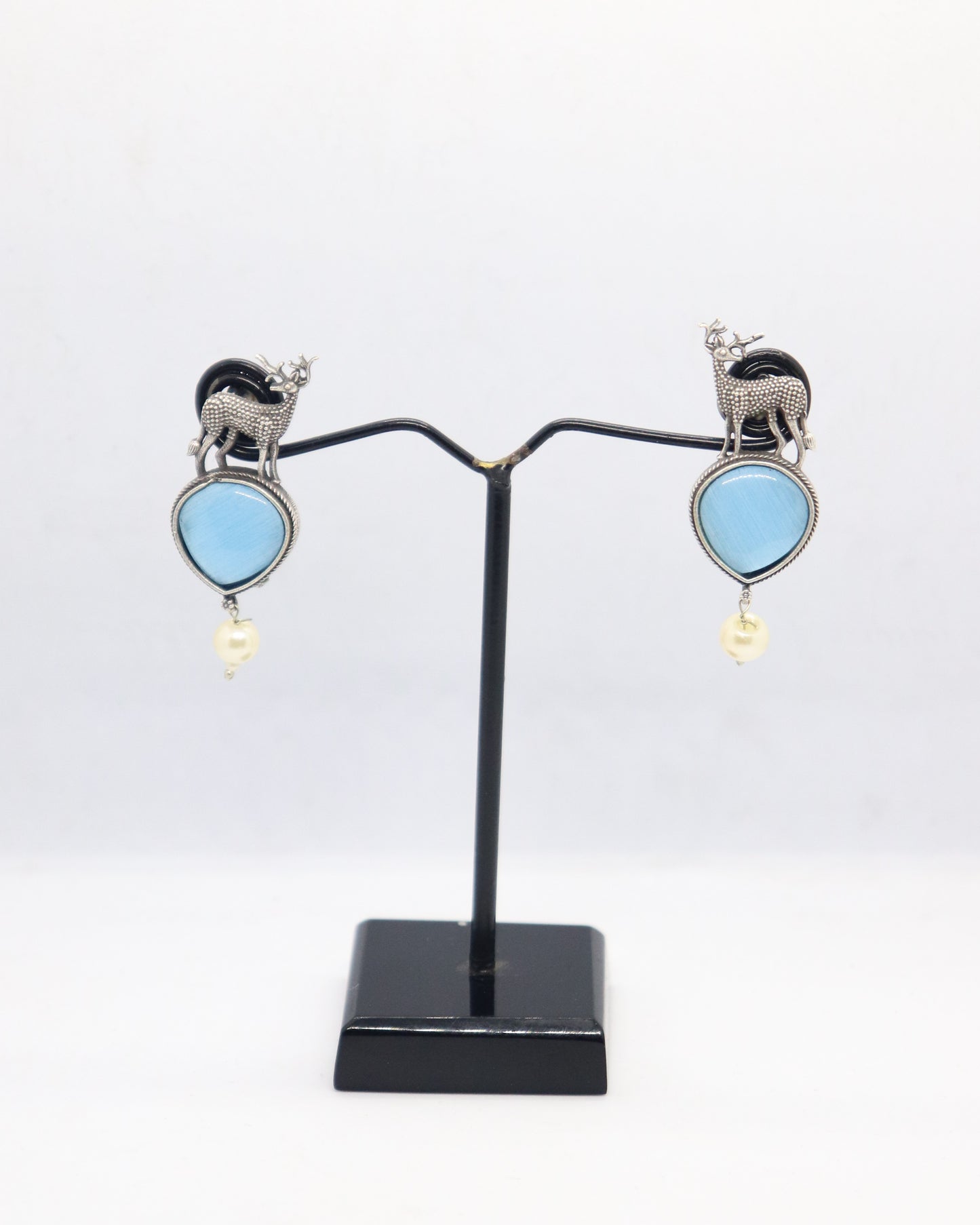 Silver Replica Dear Stud Earrings with Semi Precious Stones