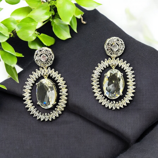 SAMPOORN'S AMERICAN DIAMOND DANGLING EARRINGS