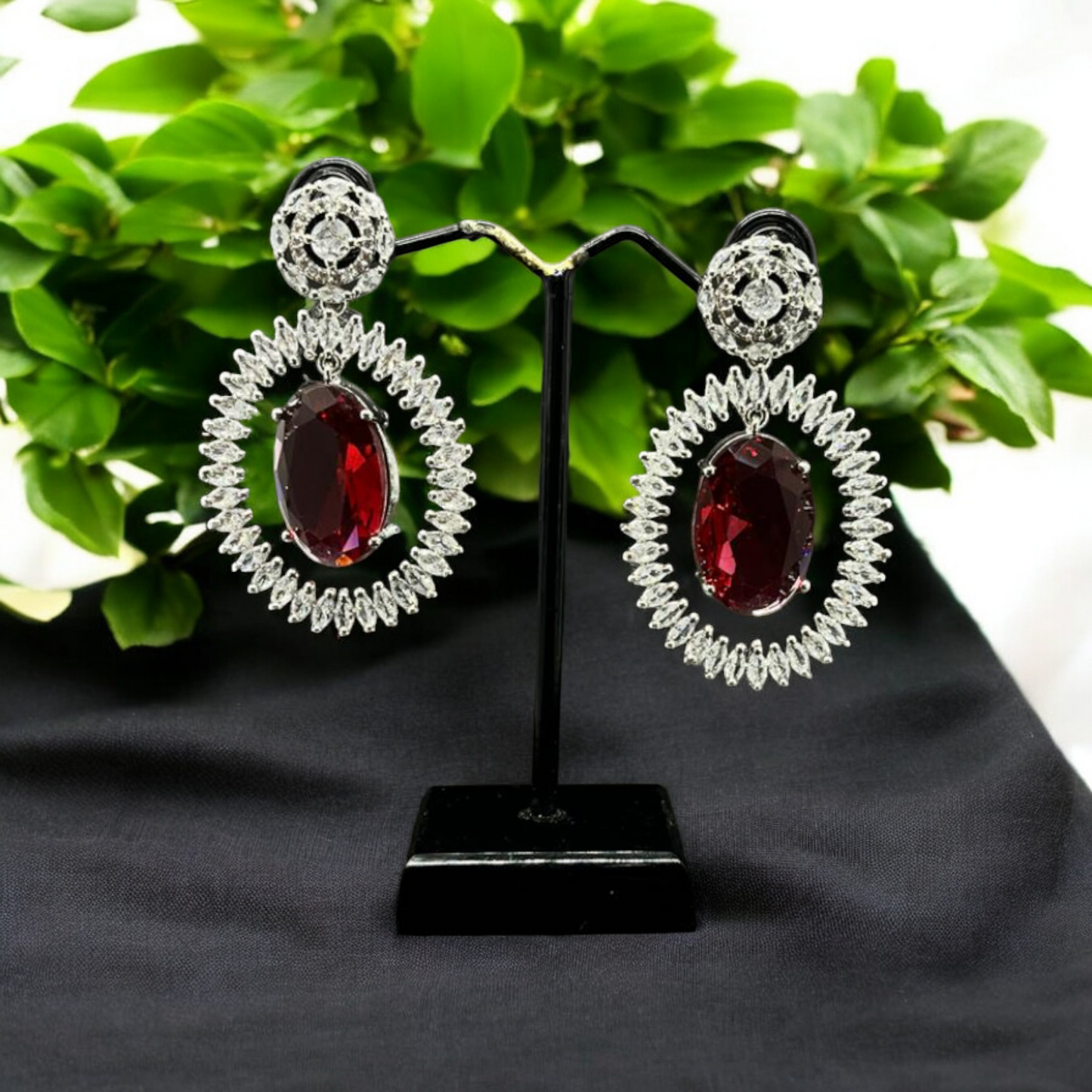 SAMPOORN'S AMERICAN DIAMOND DANGLING EARRINGS