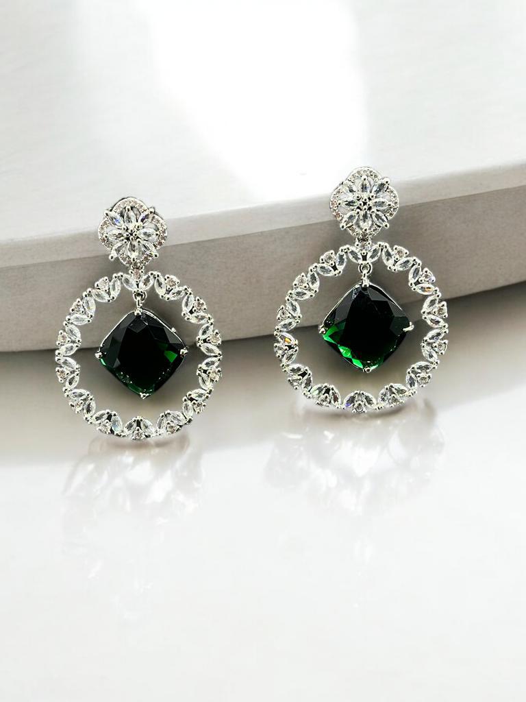 SAMPOORN'S AMERICAN DIAMOND DANGLING EARRINGS