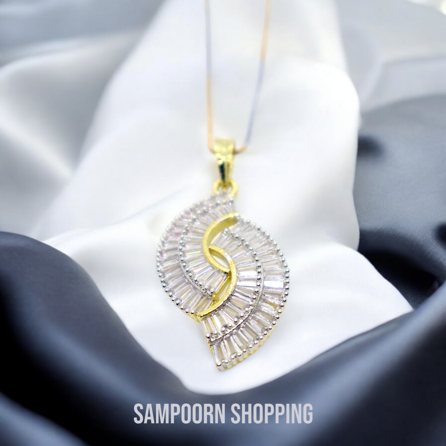 Gold Plated American Diamond Pendant Set