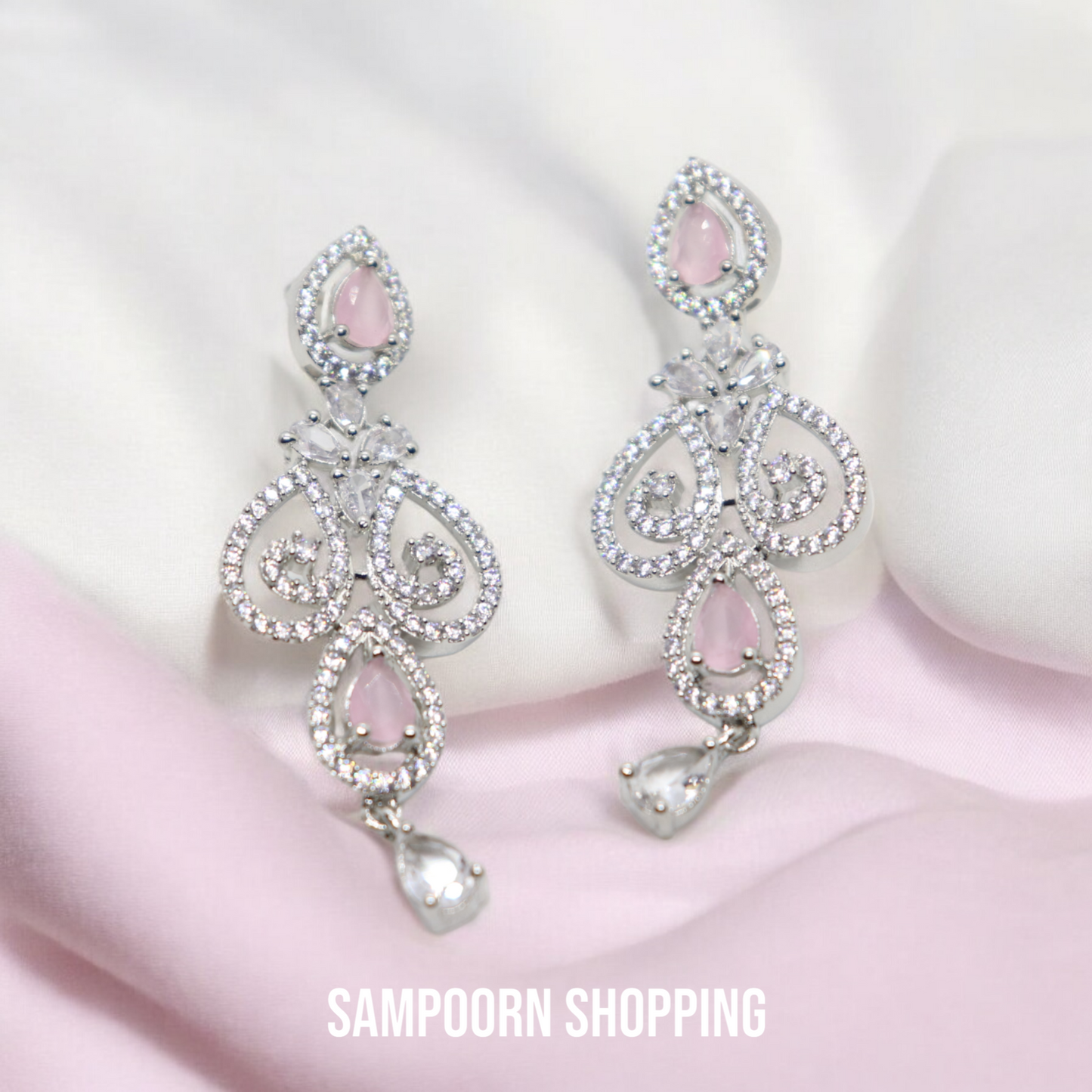 Silver Plated American Diamond Earrings