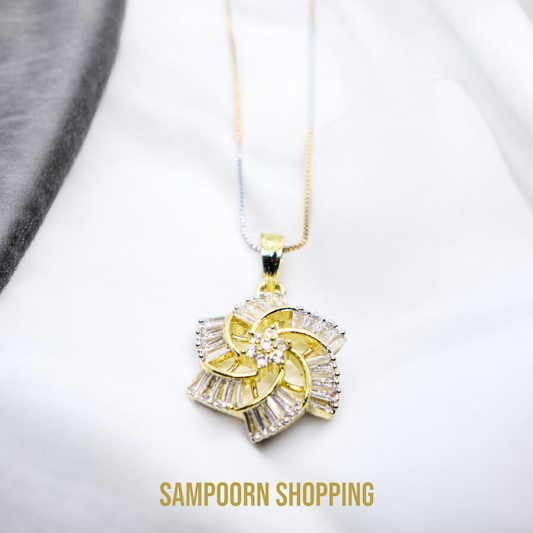 Gold Plated American Diamond Pendant Set