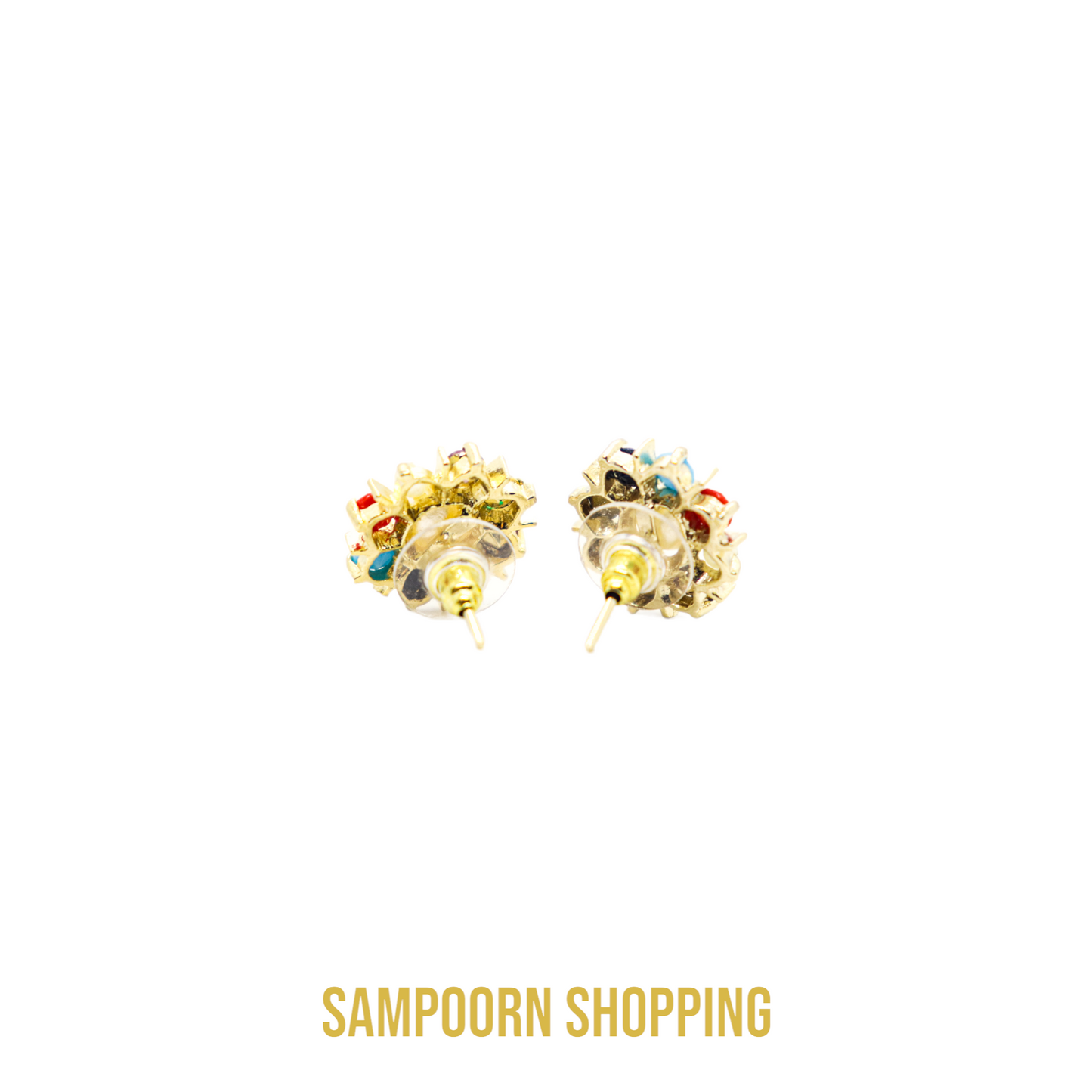 Gold-Plated Stone-Studded Studs Earrings