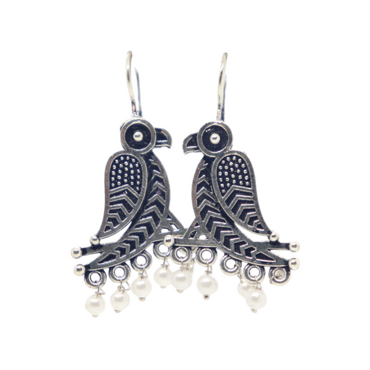 German Silver Parrot Hook Earrings